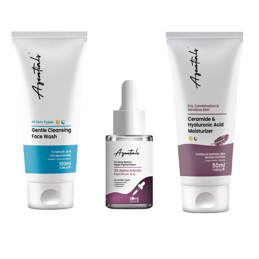 1% Salicylic Acid & 1.5% Niacinamide Face Wash (100ml) + 2% Alpha Arbutin Serum (30ml) + Ceramide & Hyaluronic Acid Face Moisturizer (50ml) | Complete Routine for Clear, Bright & Hydrated Skin