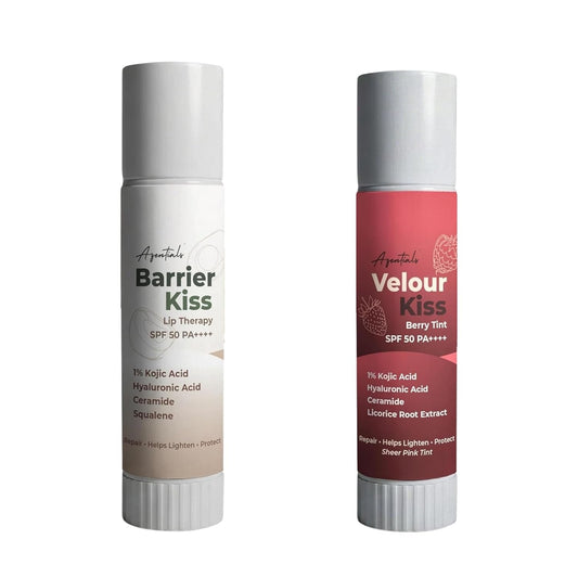 Barrier Kiss Lip Balm and Velour Kiss Berry Tinted Lip Balm SPF 50 PA++++
